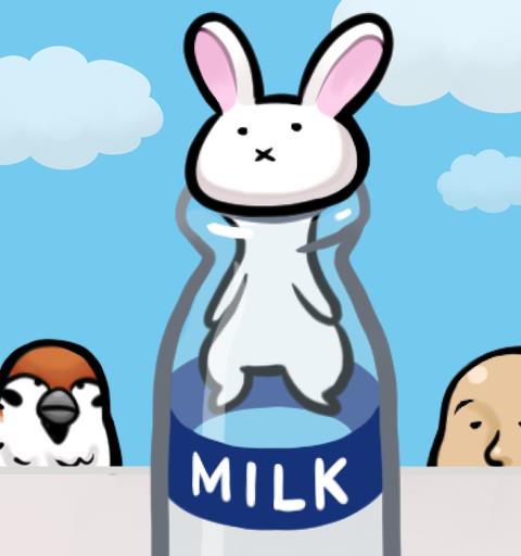 うさぎと牛乳瓶