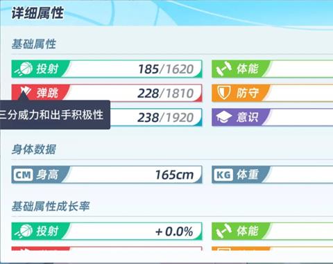篮球少女飞跃巅峰基础属性效果介绍