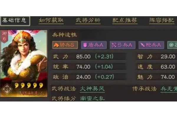 三国志战略版五星祝融夫人如何